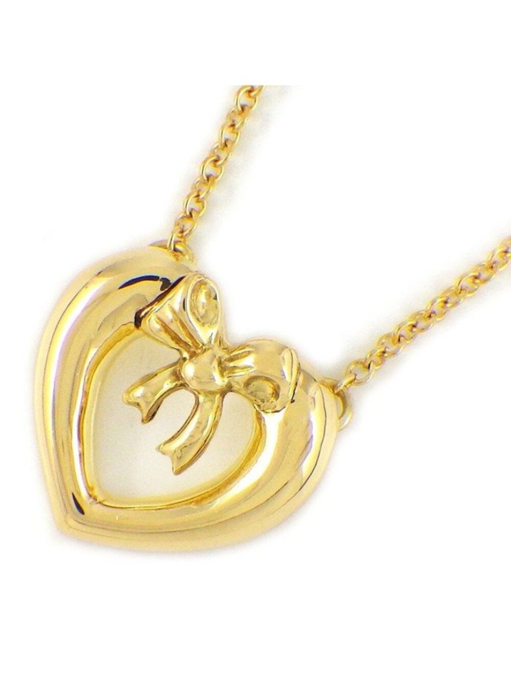 Tiffany & Co Necklace Heart with Bow Ribbon 18k Yellow Gold